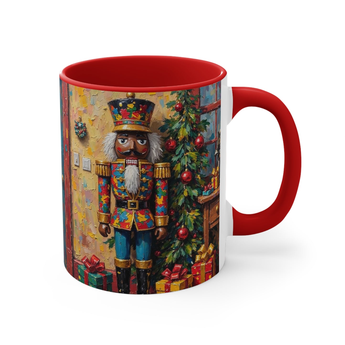 Christmas Nutcracker Accent Mug, Holiday Coffee Cup, Festive Drinkware, Seasonal Gift, Winter Home Decor