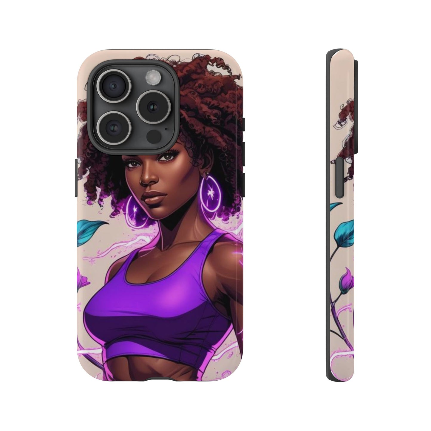 Vibrant Phone Case featuring Empowering Design, Black Woman Art, Floral Phone Accessory, Tough Cases for Gifts, Unique Gift for Her