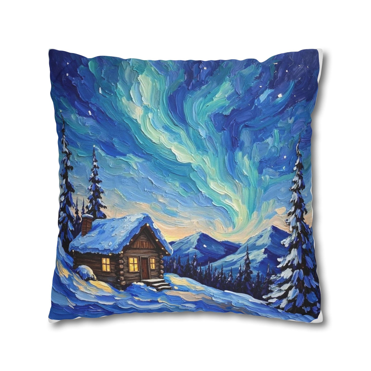 Cozy Winter Landscape Pillowcase, Decorative Cushion Cover for Home, Winter Decor, Christmas Gift, Cabin Aesthetic