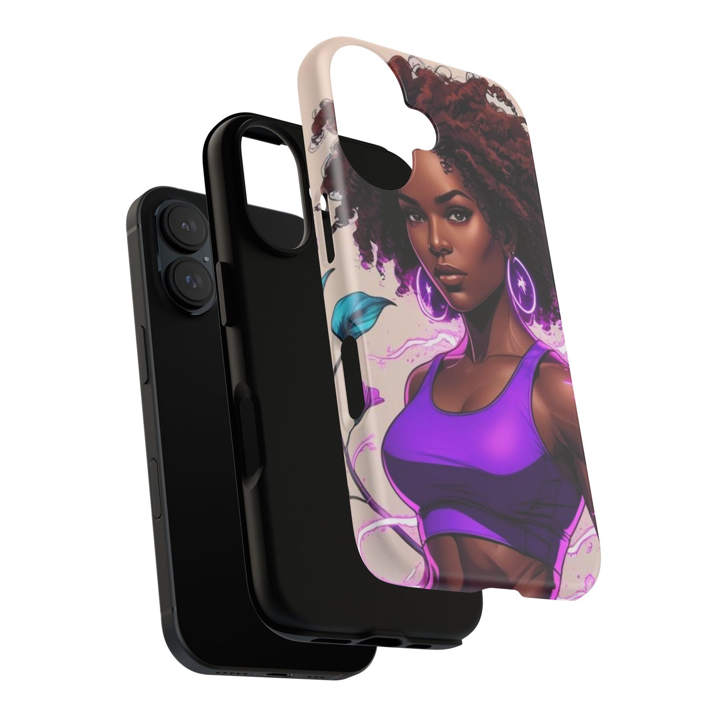 Vibrant Phone Case featuring Empowering Design, Black Woman Art, Floral Phone Accessory, Tough Cases for Gifts, Unique Gift for Her