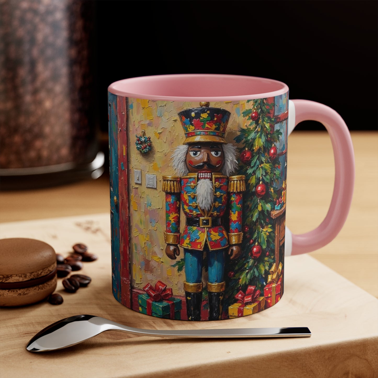 Christmas Nutcracker Accent Mug, Holiday Coffee Cup, Festive Drinkware, Seasonal Gift, Winter Home Decor