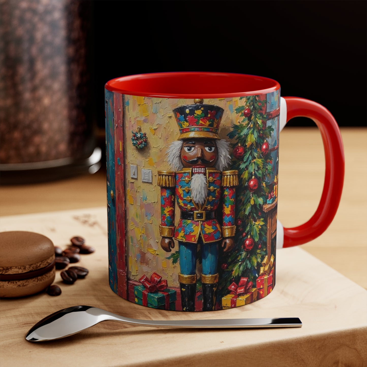 Christmas Nutcracker Accent Mug, Holiday Coffee Cup, Festive Drinkware, Seasonal Gift, Winter Home Decor