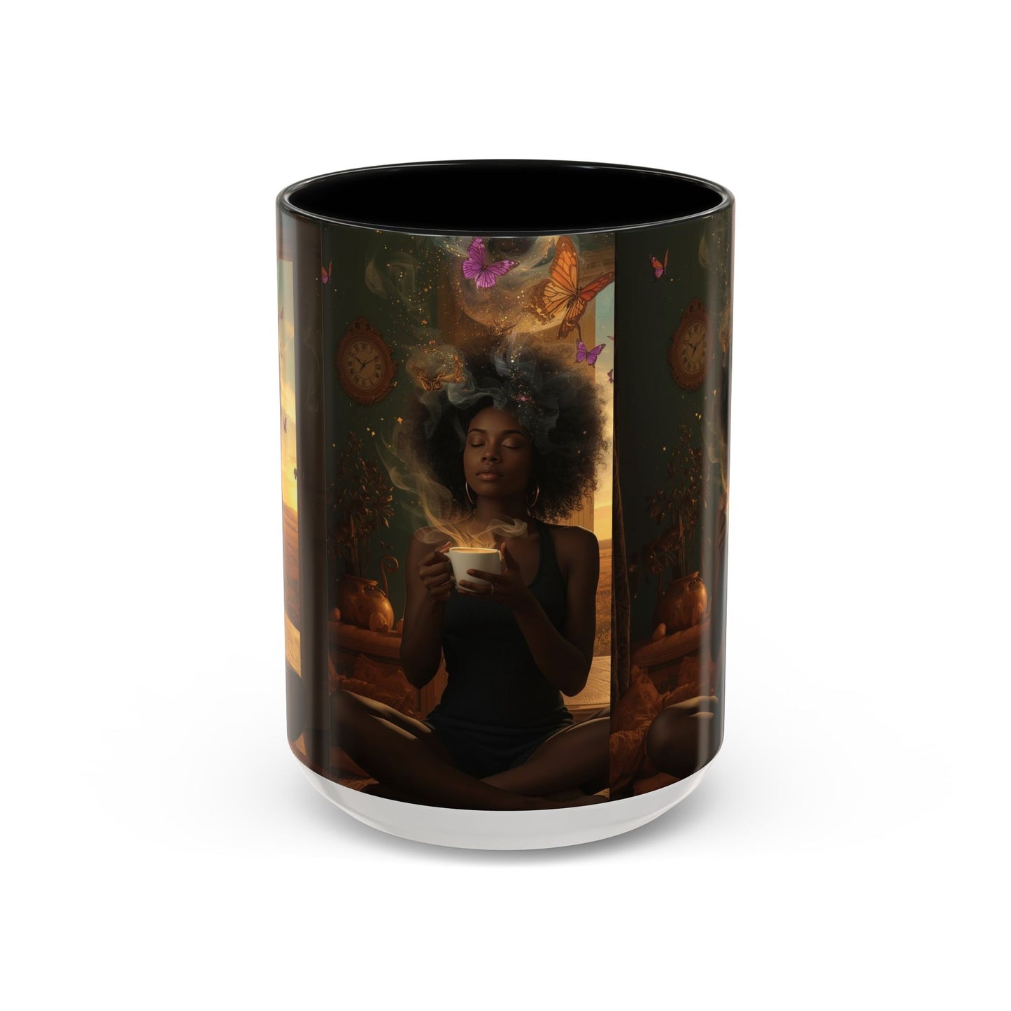 Serene Morning Accent Coffee Mug - Perfect for Tea Lovers, Unique Gift for Women, Cozy Home Decor, Butterfly Design Memento