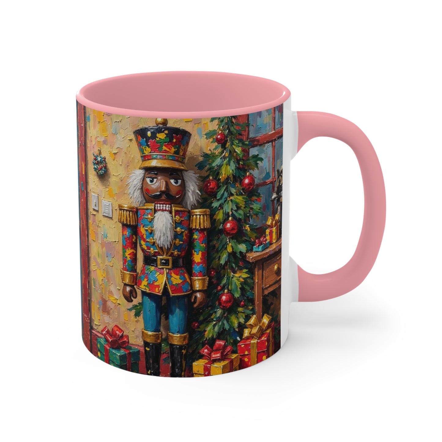 Christmas Nutcracker Accent Mug, Holiday Coffee Cup, Festive Drinkware, Seasonal Gift, Winter Home Decor