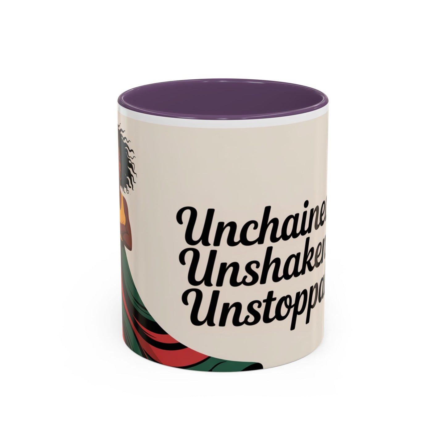 Unchained Unshaken Unstoppable Accent Coffee Mug, Juneteenth
