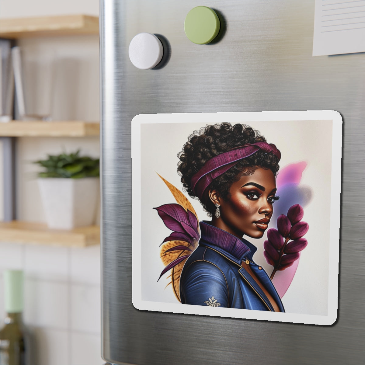 Elegant Die-Cut Magnets Featuring Afrocentric Artwork | Stylish Home Decor, Gift for Her, Fridge Magnet, Boho Decor, African American Art, Mom, Sister