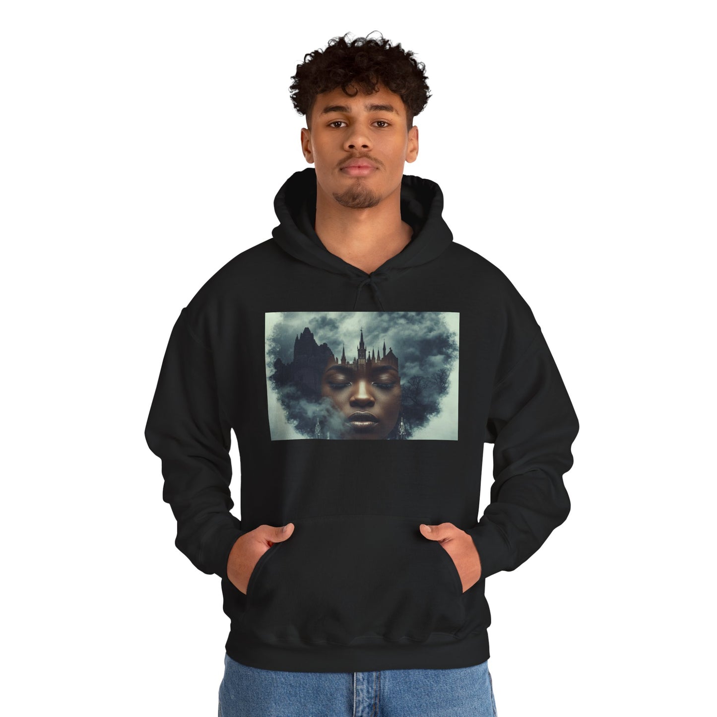Whimsical Artistic Hoodie, Graphic Sweatshirt, Unisex Cozy Wear, Gift for Art Lovers, Casual Outfit, Cloud Art Design