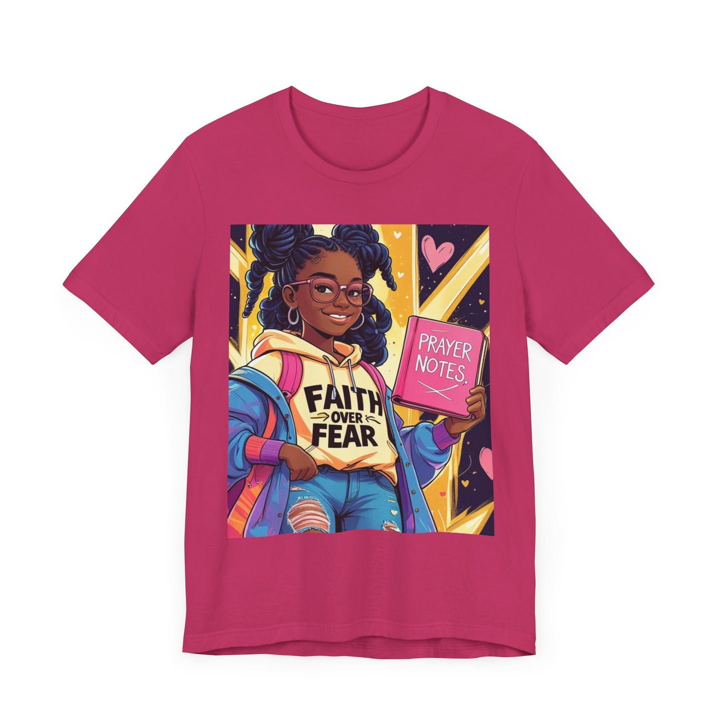 Faith Over Fear Unisex Tee - Empowering Graphic Shirt for Positivity, Inspirational Gift, Youth Apparel, Prayer Notes Design, Teen, Women