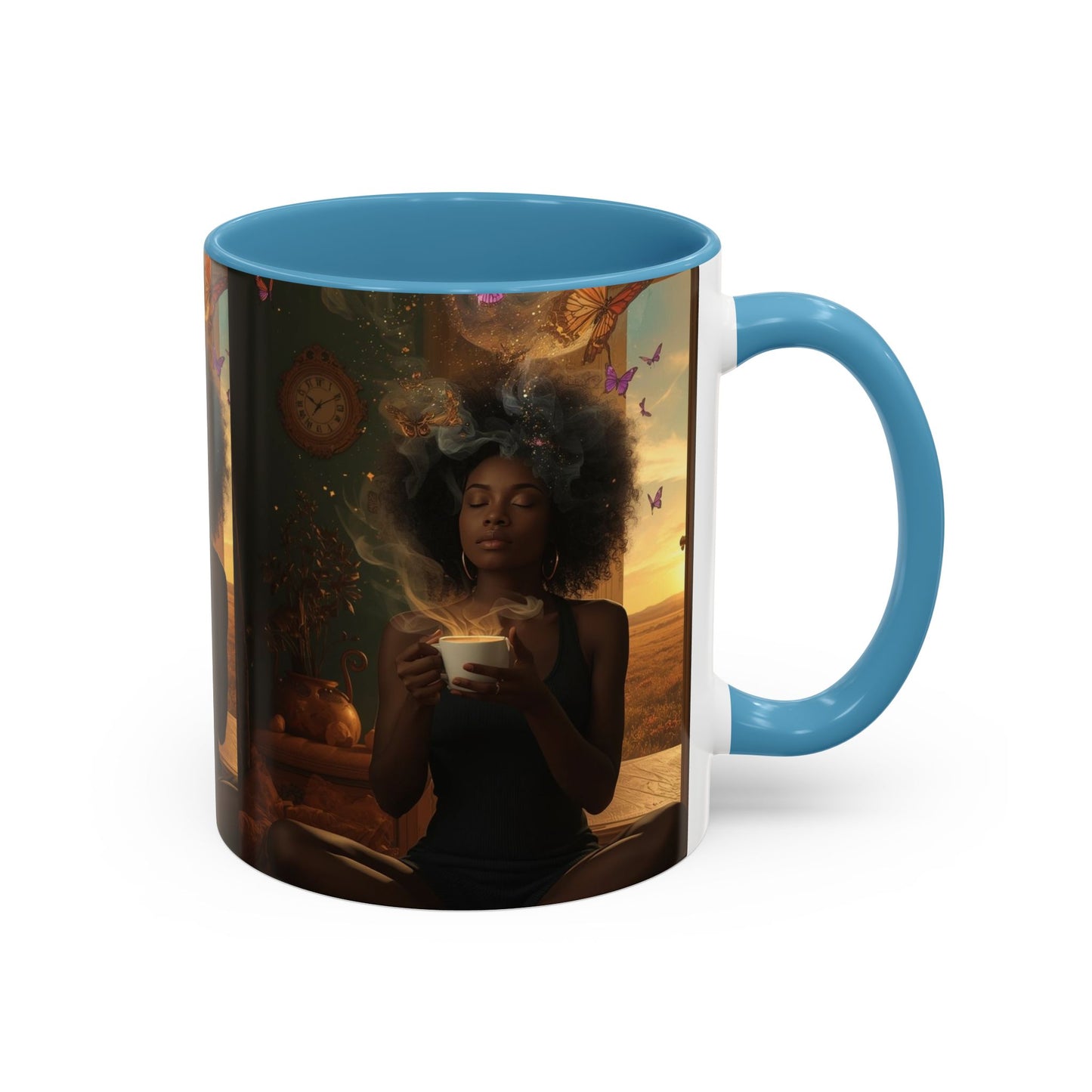 Serene Morning Accent Coffee Mug - Perfect for Tea Lovers, Unique Gift for Women, Cozy Home Decor, Butterfly Design Memento