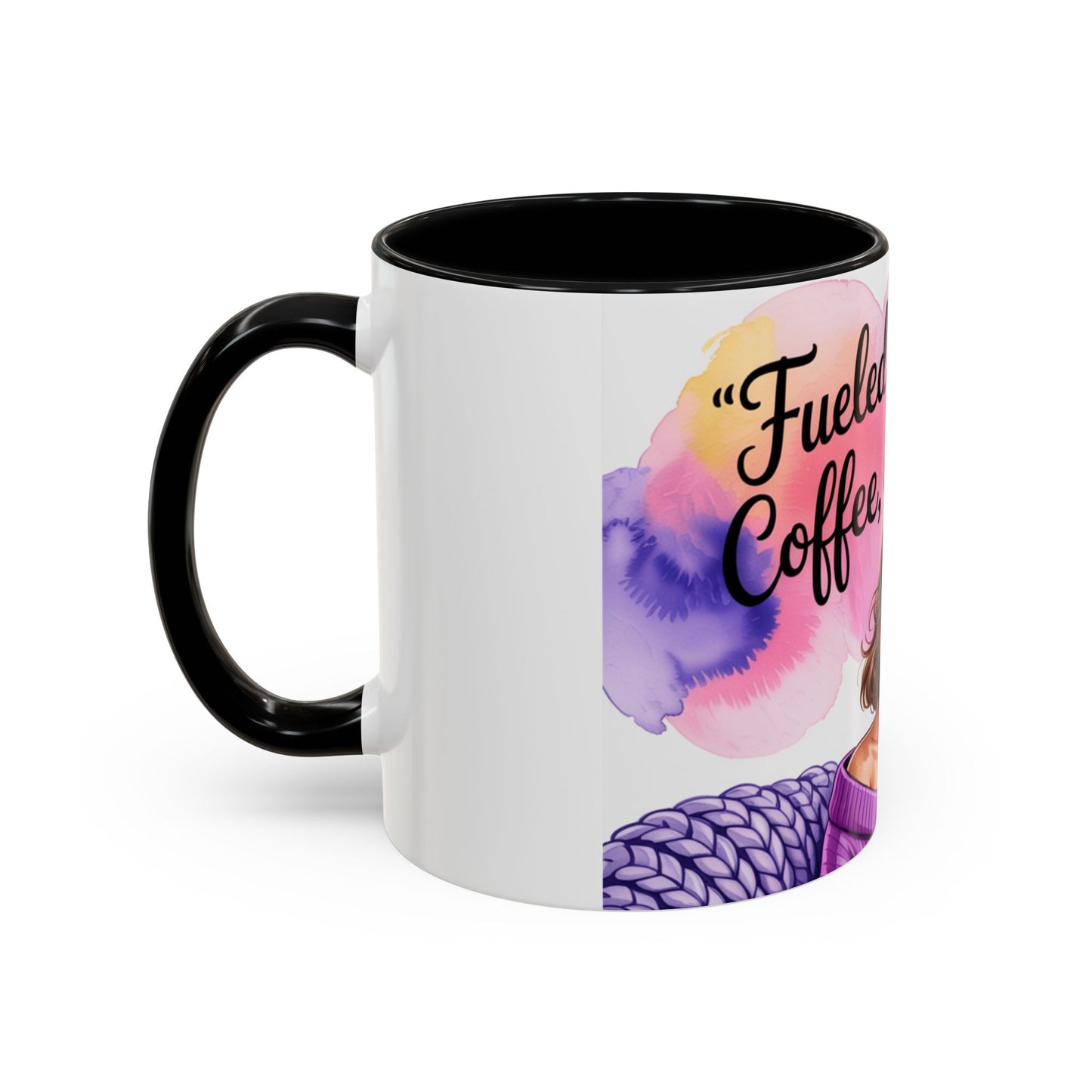 Fueled by Grace, Coffee, and Chaos Accent Coffee Mug, Colorful Design for Coffee Lovers, Hot chocolate