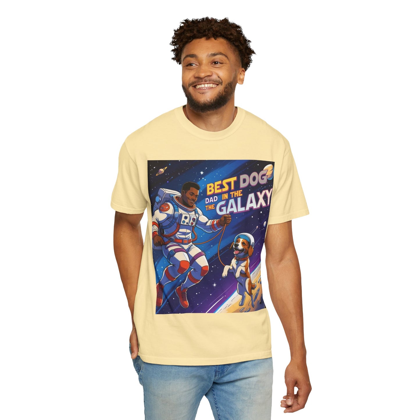 Best Dog Dad in the Galaxy T-Shirt, Unisex Space-Themed Tee, Dog Lover Gift, Father's Day Shirt, Gift for Dog Dads, Galaxy Graphic Tee