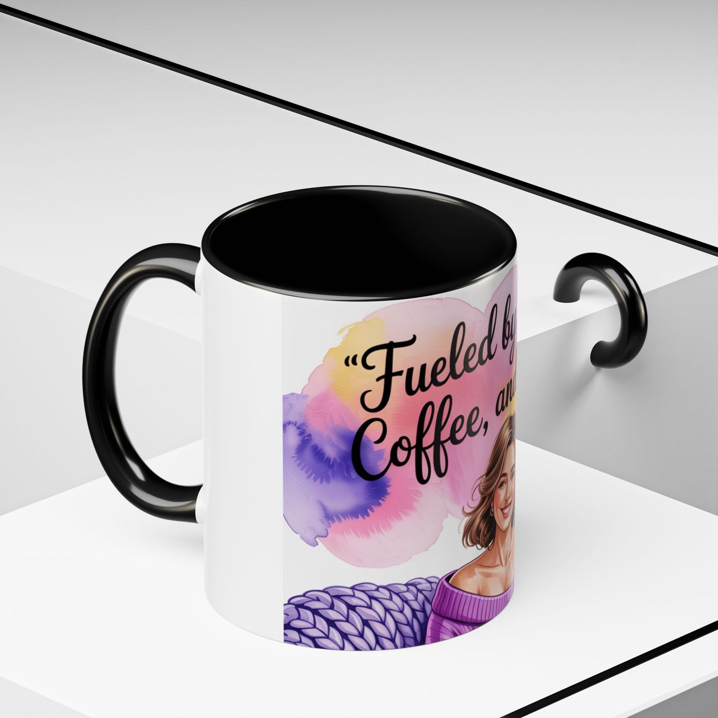 Fueled by Grace, Coffee, and Chaos Accent Coffee Mug, Colorful Design for Coffee Lovers, Hot chocolate