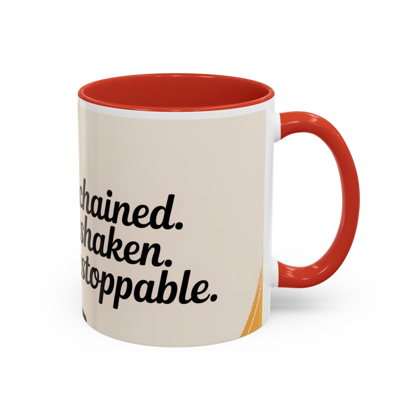 Unchained Unshaken Unstoppable Accent Coffee Mug, Juneteenth