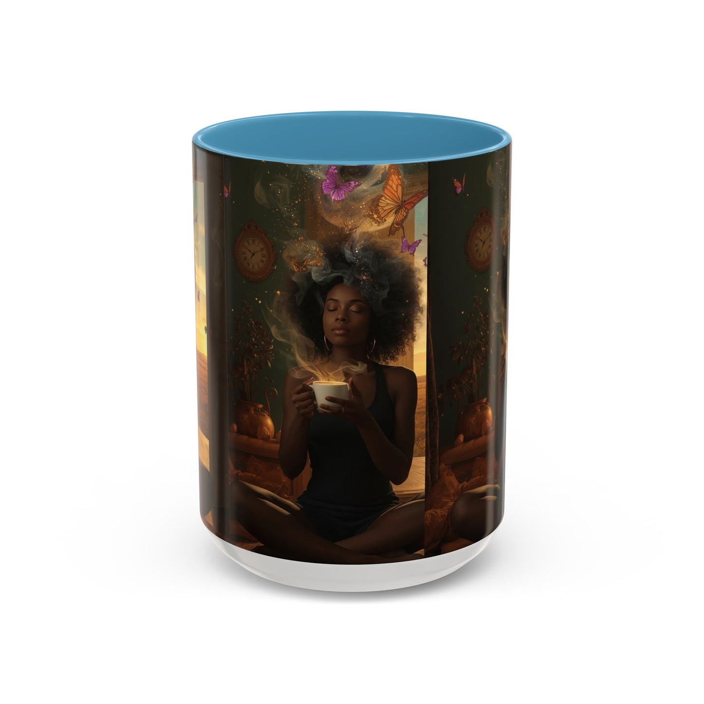 Serene Morning Accent Coffee Mug - Perfect for Tea Lovers, Unique Gift for Women, Cozy Home Decor, Butterfly Design Memento