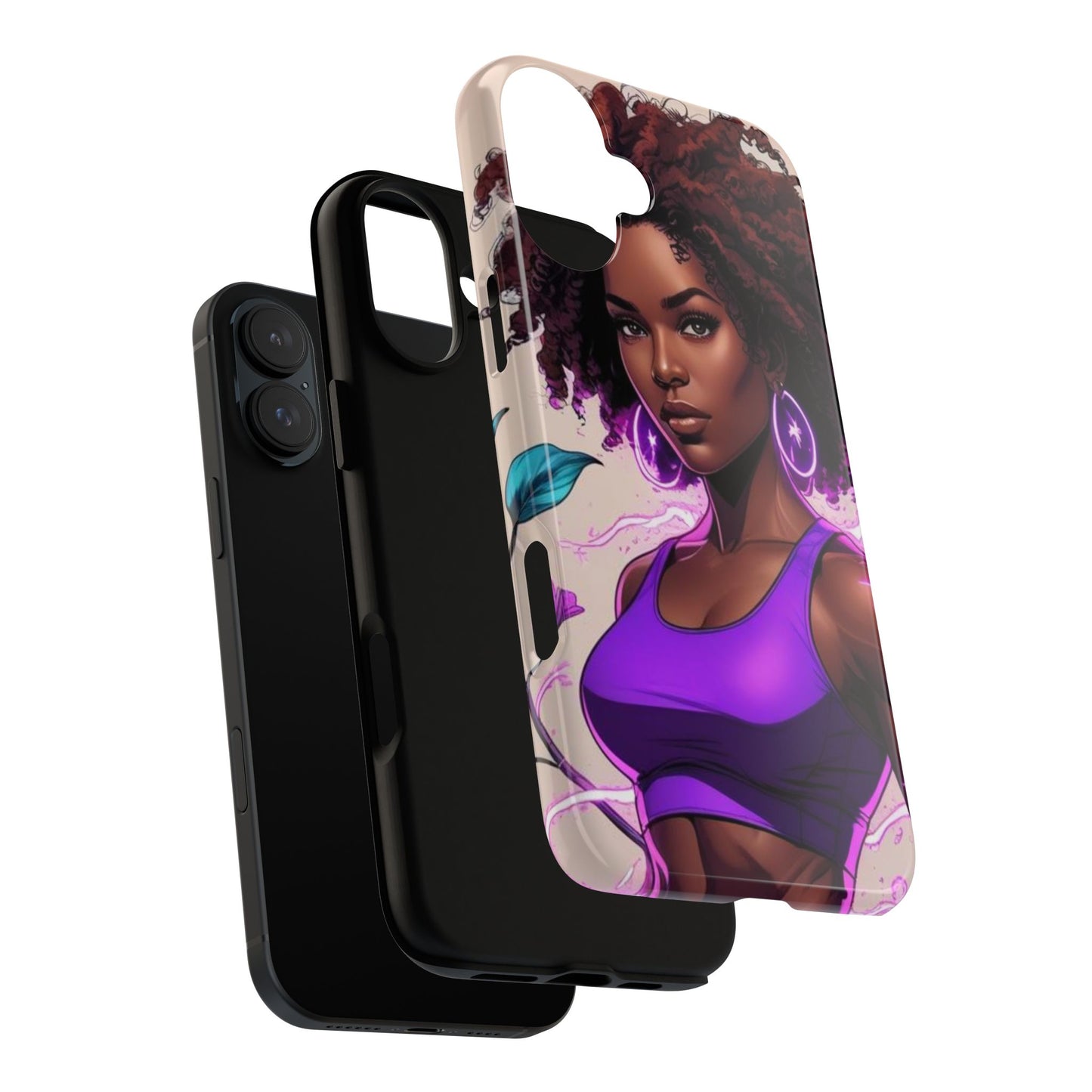 Vibrant Phone Case featuring Empowering Design, Black Woman Art, Floral Phone Accessory, Tough Cases for Gifts, Unique Gift for Her