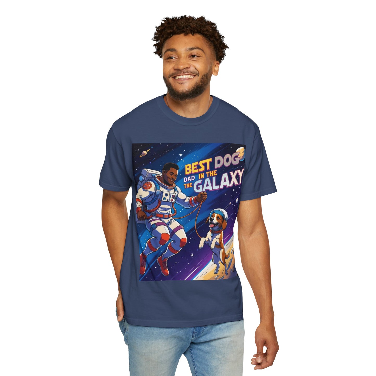 Best Dog Dad in the Galaxy T-Shirt, Unisex Space-Themed Tee, Dog Lover Gift, Father's Day Shirt, Gift for Dog Dads, Galaxy Graphic Tee