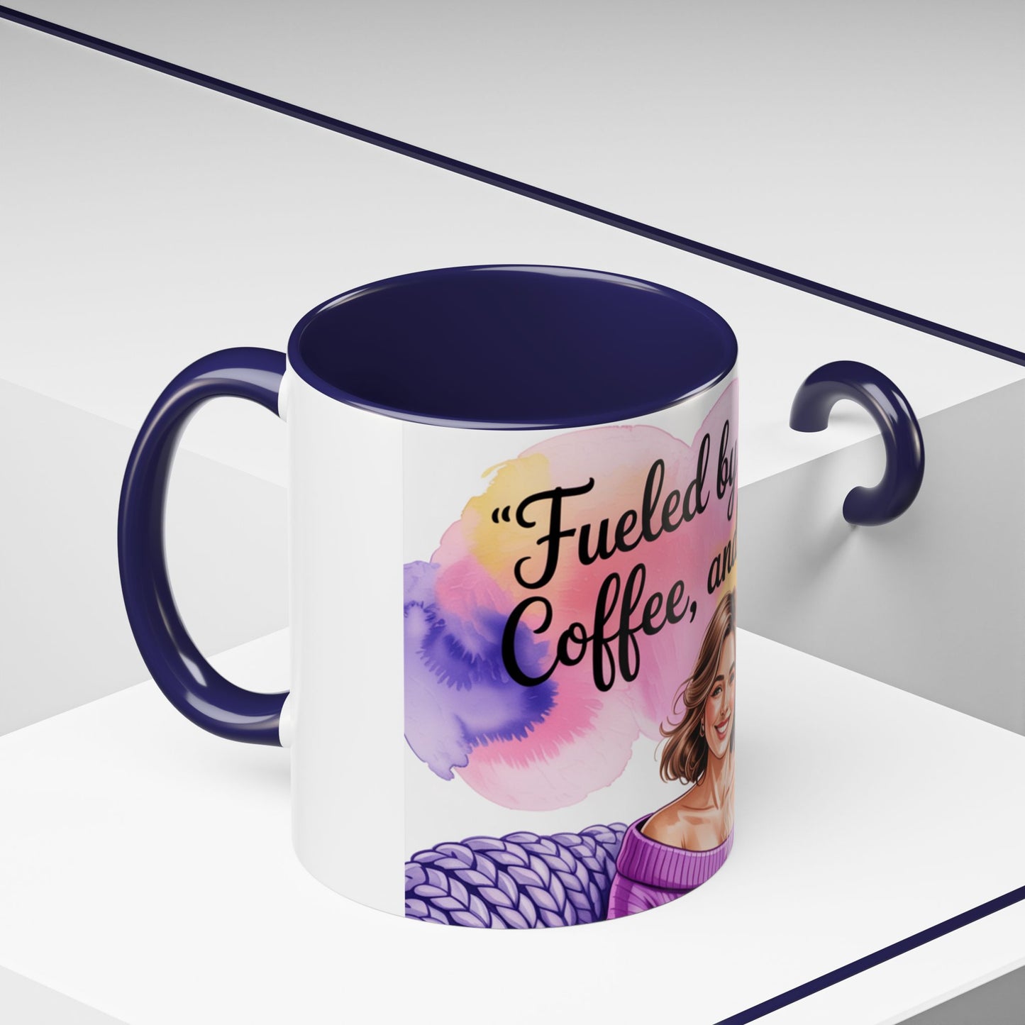 Fueled by Grace, Coffee, and Chaos Accent Coffee Mug, Colorful Design for Coffee Lovers, Hot chocolate