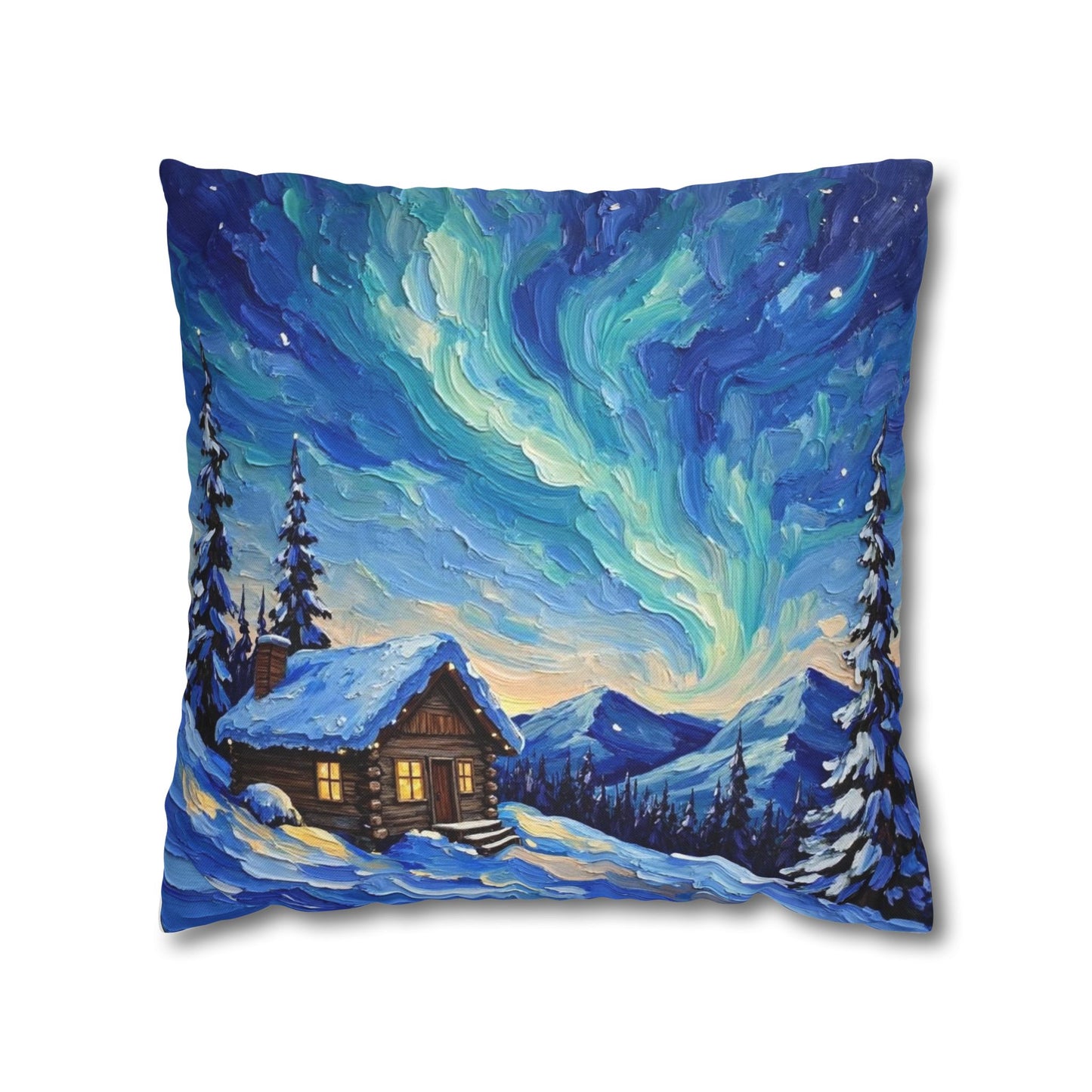 Cozy Winter Landscape Pillowcase, Decorative Cushion Cover for Home, Winter Decor, Christmas Gift, Cabin Aesthetic