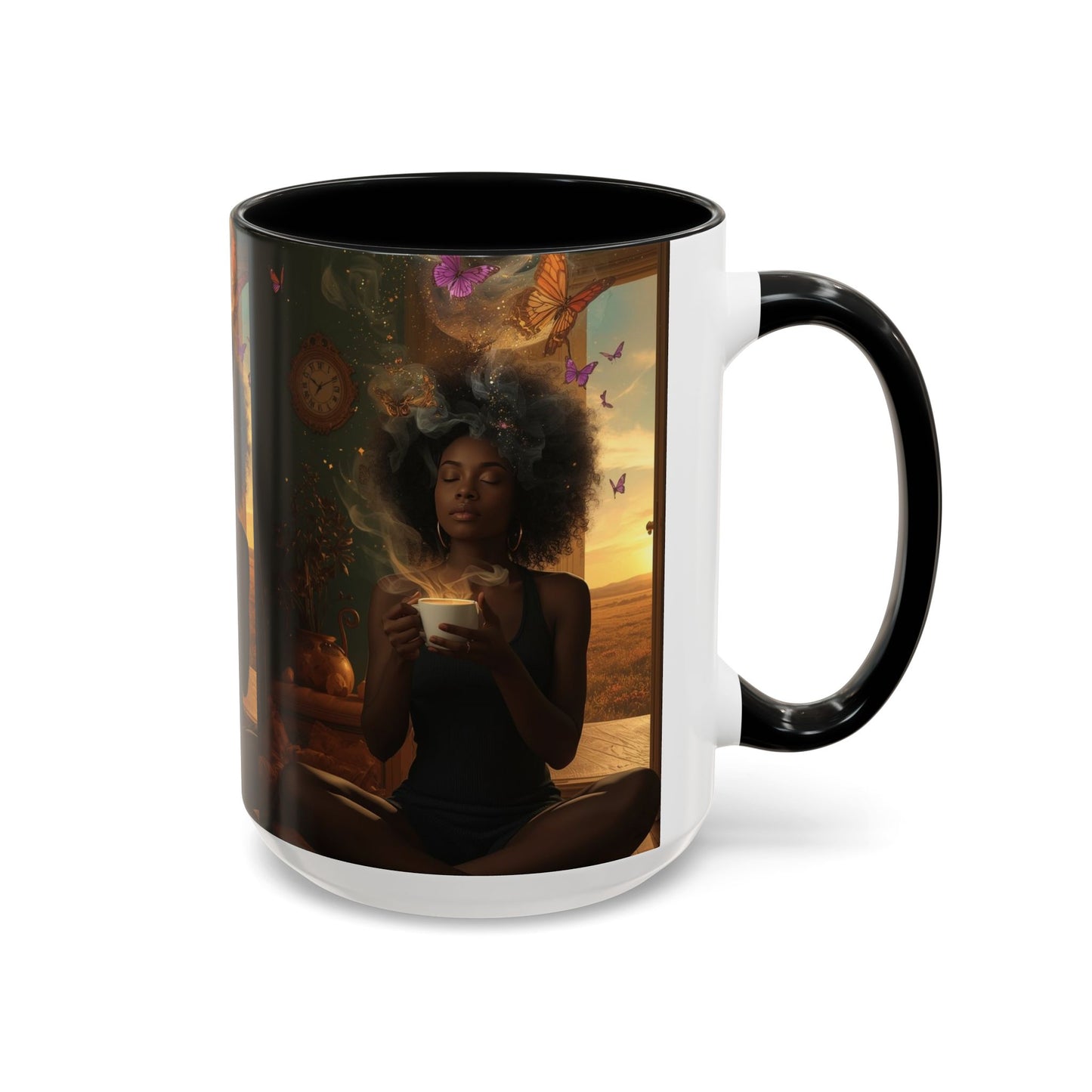 Serene Morning Accent Coffee Mug - Perfect for Tea Lovers, Unique Gift for Women, Cozy Home Decor, Butterfly Design Memento