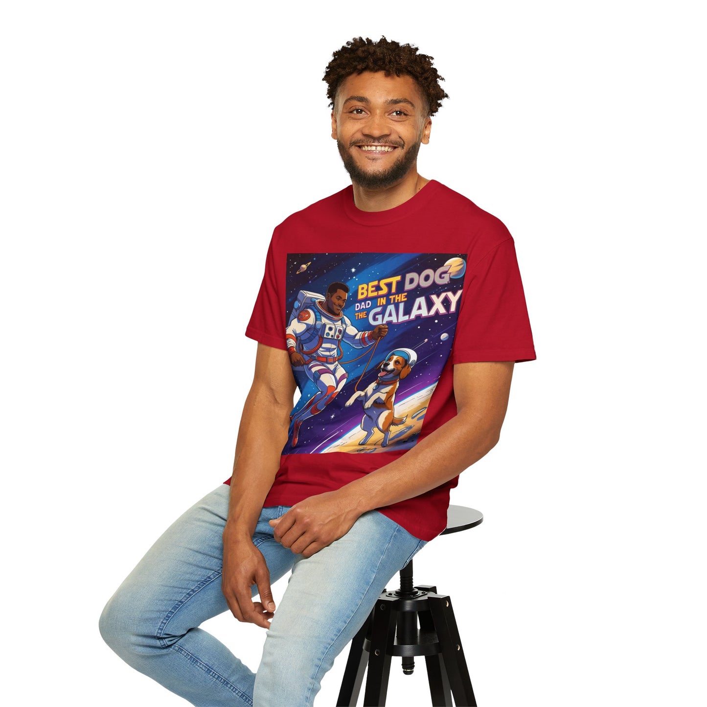 Best Dog Dad in the Galaxy T-Shirt, Unisex Space-Themed Tee, Dog Lover Gift, Father's Day Shirt, Gift for Dog Dads, Galaxy Graphic Tee