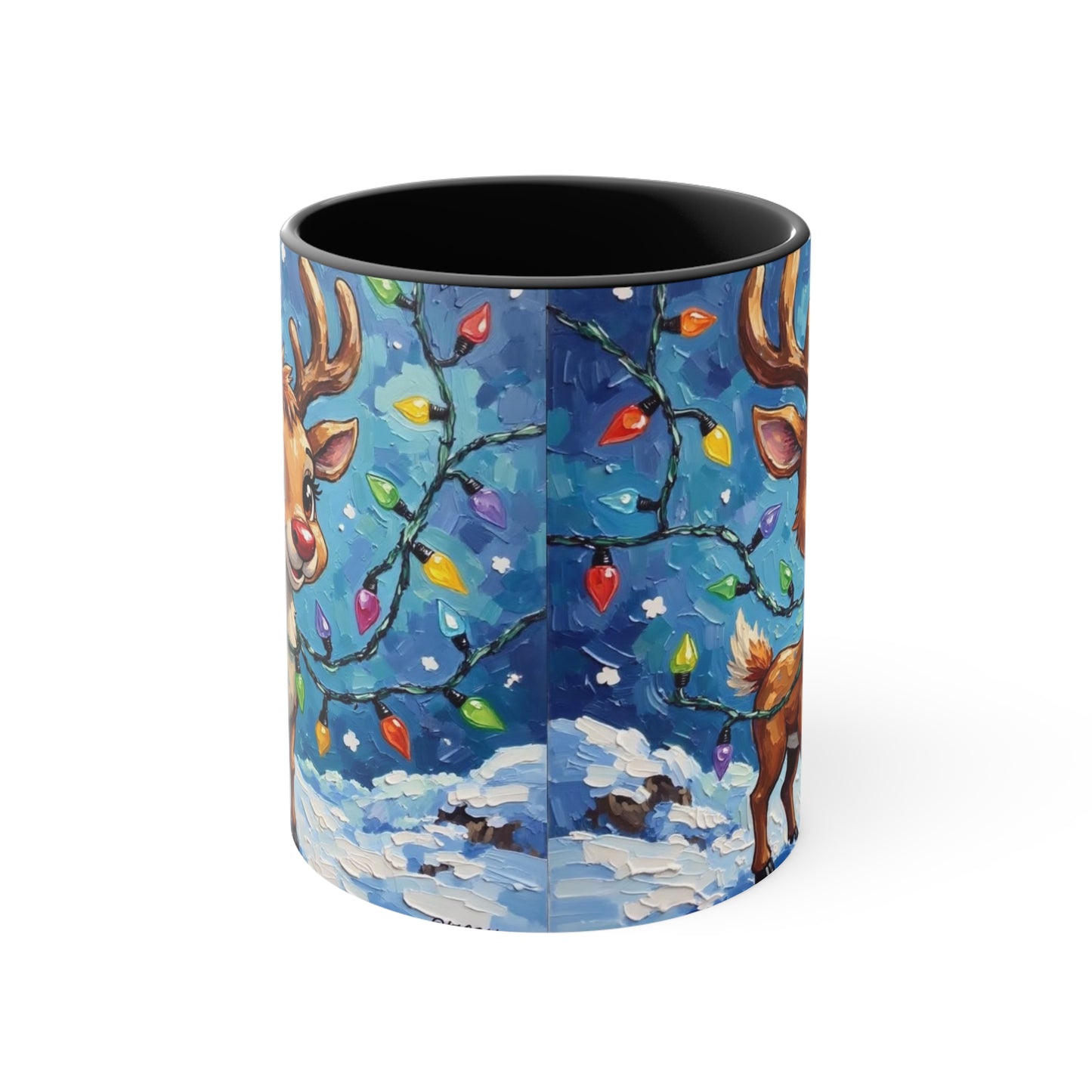 Cute Christmas Reindeer Accent Mug, Holiday Mug, Gift for Animal Lovers, Warm Beverage Holder, Festive Kitchen Decor