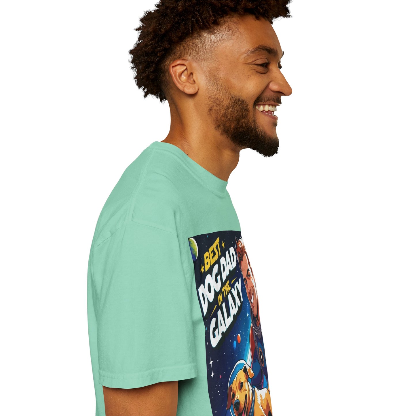 Best Dog Dad in the Galaxy Tee | Unisex Garment-Dyed T-shirt, Dog Lover Gift, Father's Day Shirt, Cute Dog Dad Apparel, Space Theme Tee