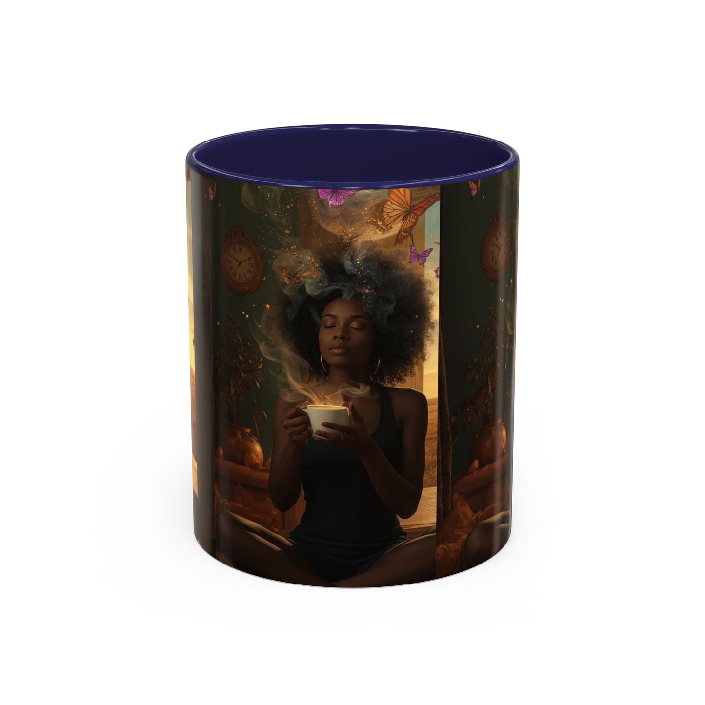 Serene Morning Accent Coffee Mug - Perfect for Tea Lovers, Unique Gift for Women, Cozy Home Decor, Butterfly Design Memento
