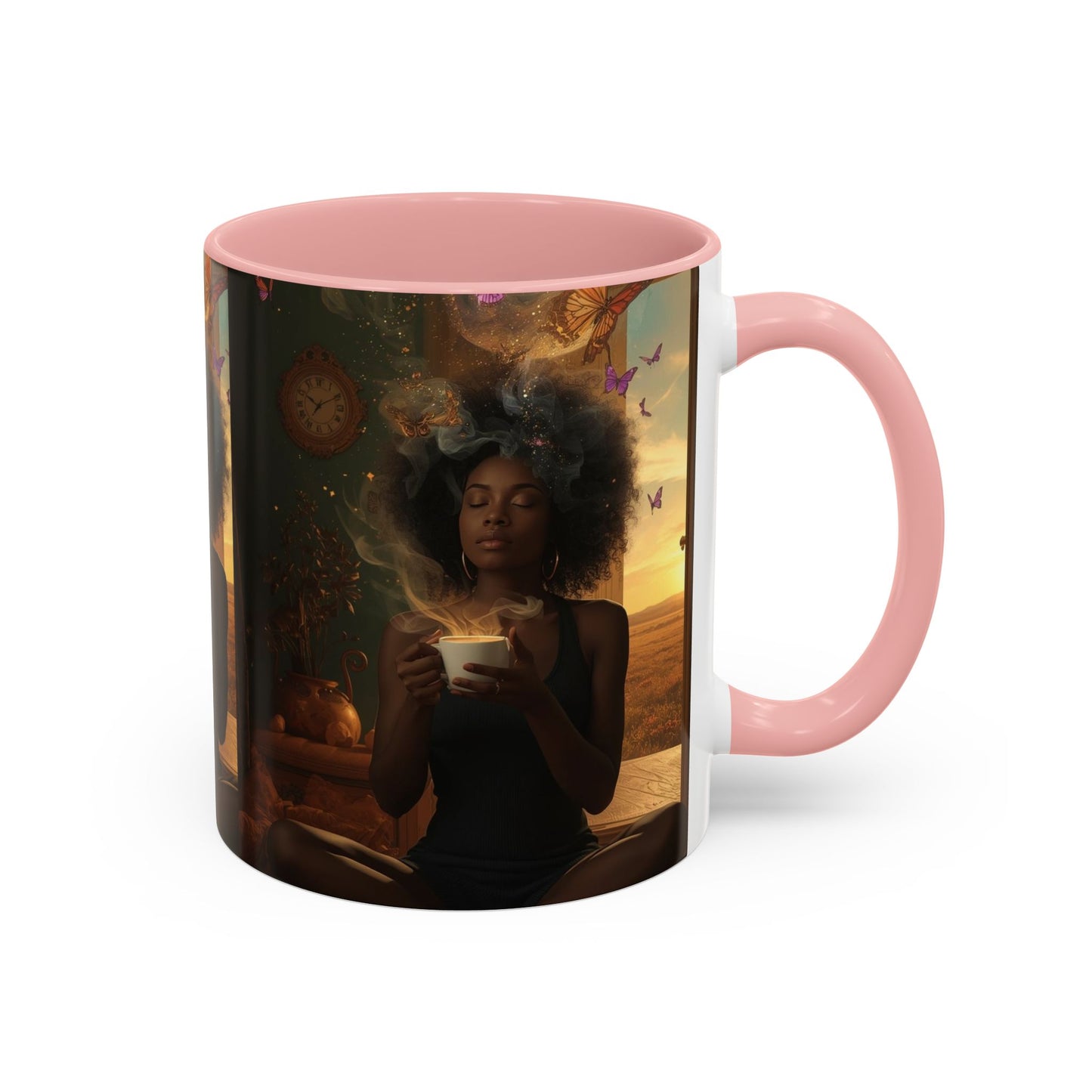 Serene Morning Accent Coffee Mug - Perfect for Tea Lovers, Unique Gift for Women, Cozy Home Decor, Butterfly Design Memento