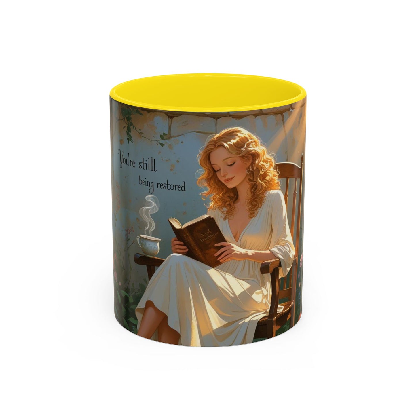 Accent Coffee Mug with Inspirational Design, Cozy Gift for Readers, Perfect for Relaxation, Home Decor, Warm Beverage Lover