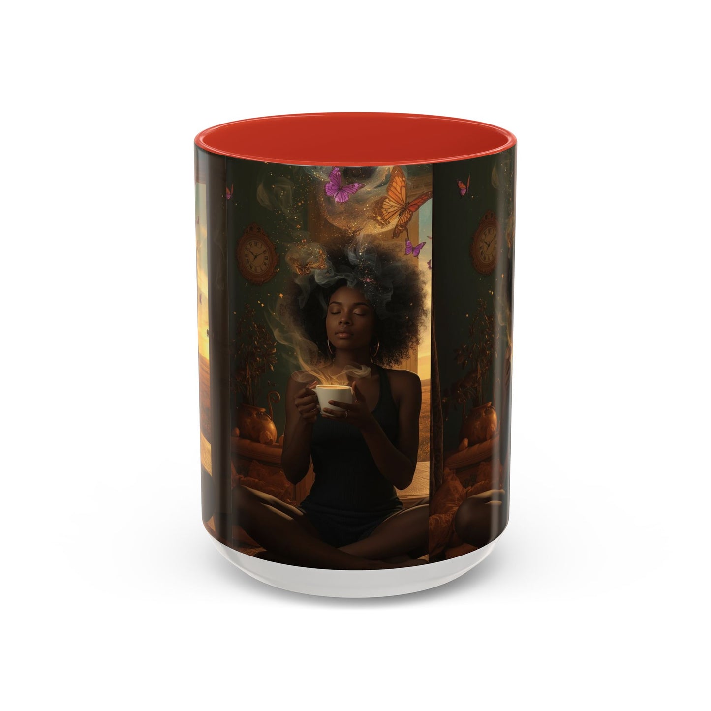 Serene Morning Accent Coffee Mug - Perfect for Tea Lovers, Unique Gift for Women, Cozy Home Decor, Butterfly Design Memento