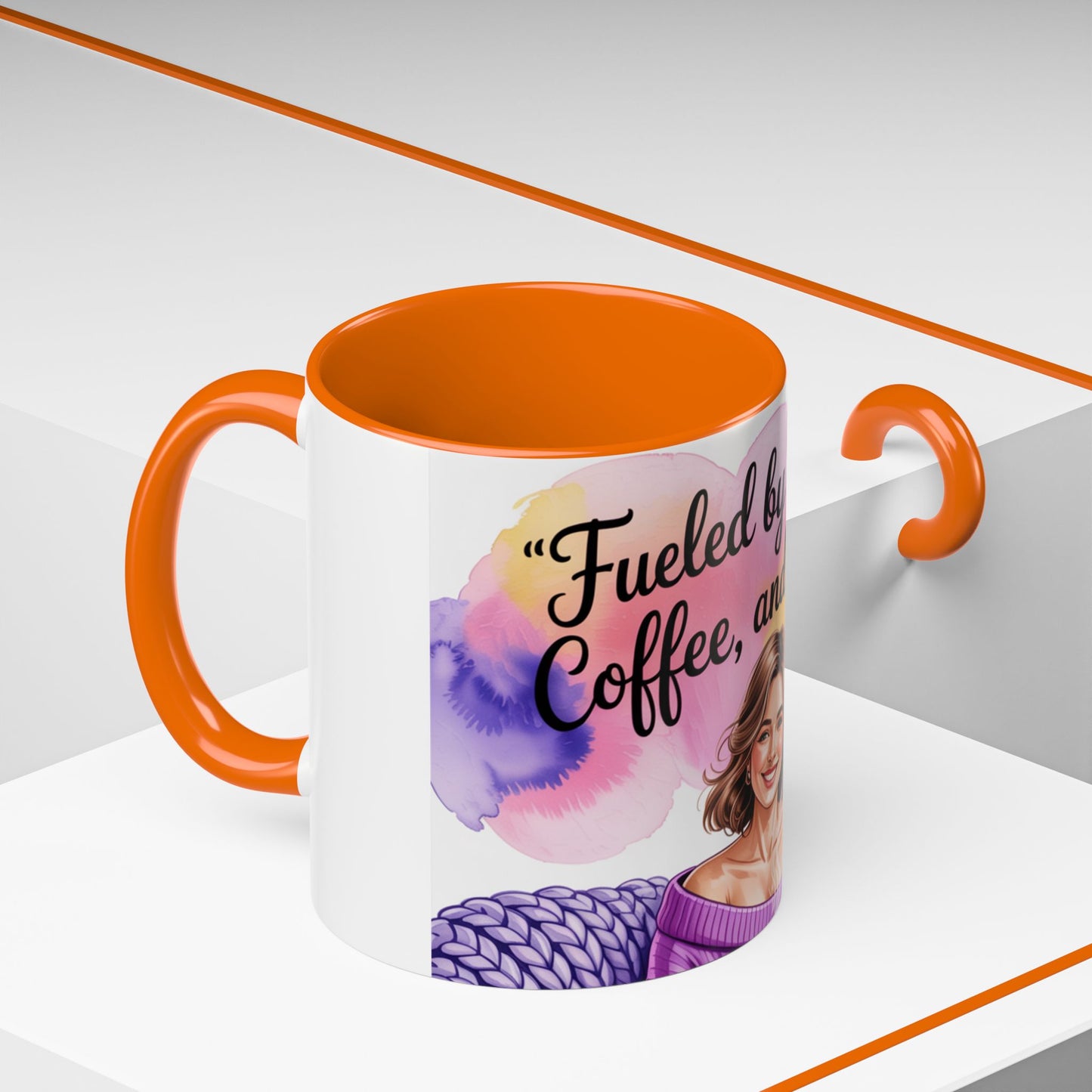 Fueled by Grace, Coffee, and Chaos Accent Coffee Mug, Colorful Design for Coffee Lovers, Hot chocolate