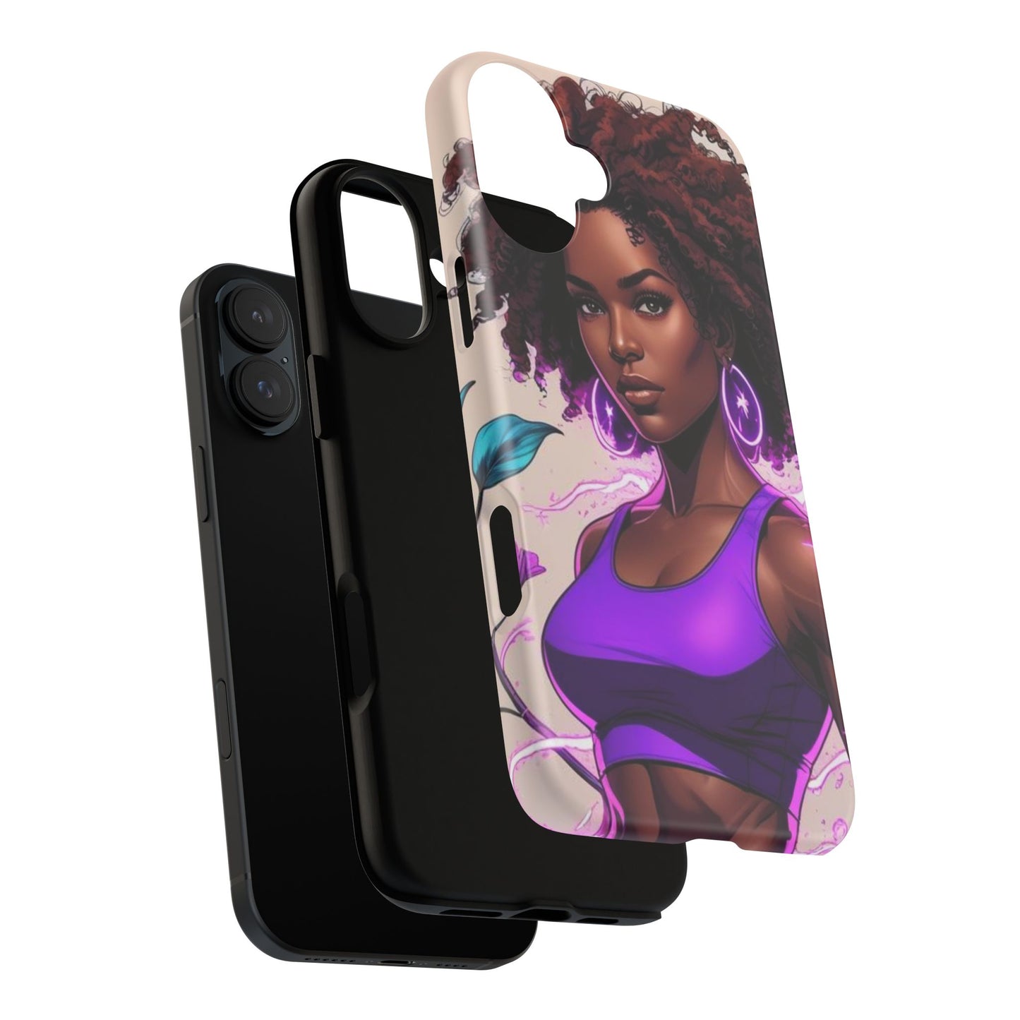 Vibrant Phone Case featuring Empowering Design, Black Woman Art, Floral Phone Accessory, Tough Cases for Gifts, Unique Gift for Her