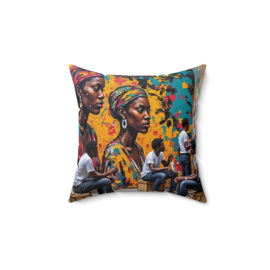 Vibrant African Art Pillow, Decorative Throw Pillow, Boho Cushion, Colorful Home Decor, Unique Gift for Art Lovers