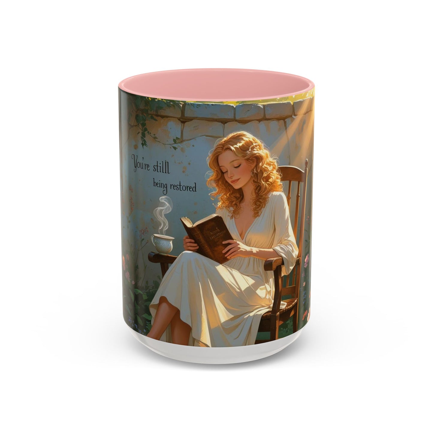 Accent Coffee Mug with Inspirational Design, Cozy Gift for Readers, Perfect for Relaxation, Home Decor, Warm Beverage Lover
