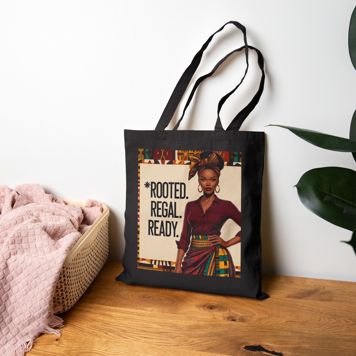 Empowering Cotton Canvas Tote Bag | Rooted Regal Ready, Free Black Proud Powerful, Eco-Friendly Shopper, Gift for Her, Fashion Statement