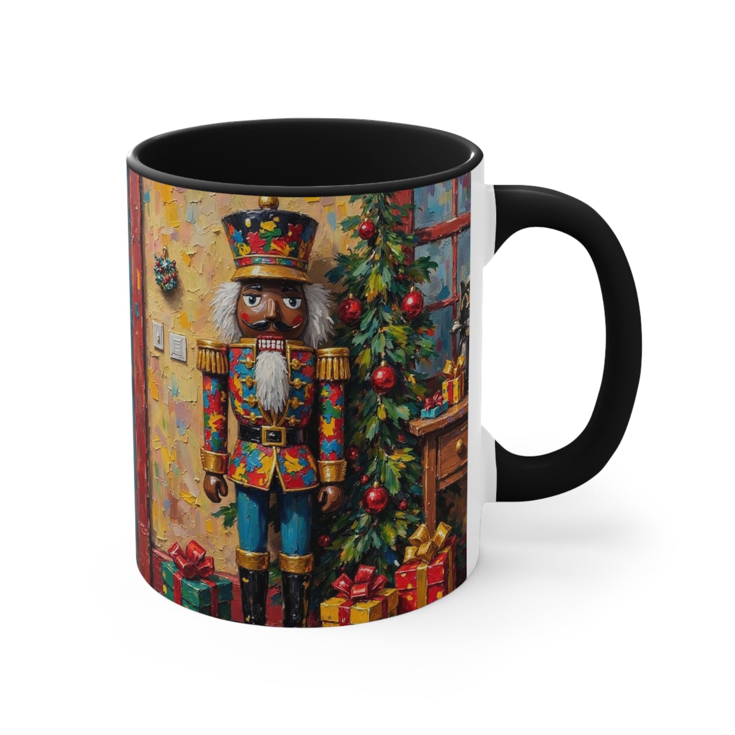 Christmas Nutcracker Accent Mug, Holiday Coffee Cup, Festive Drinkware, Seasonal Gift, Winter Home Decor