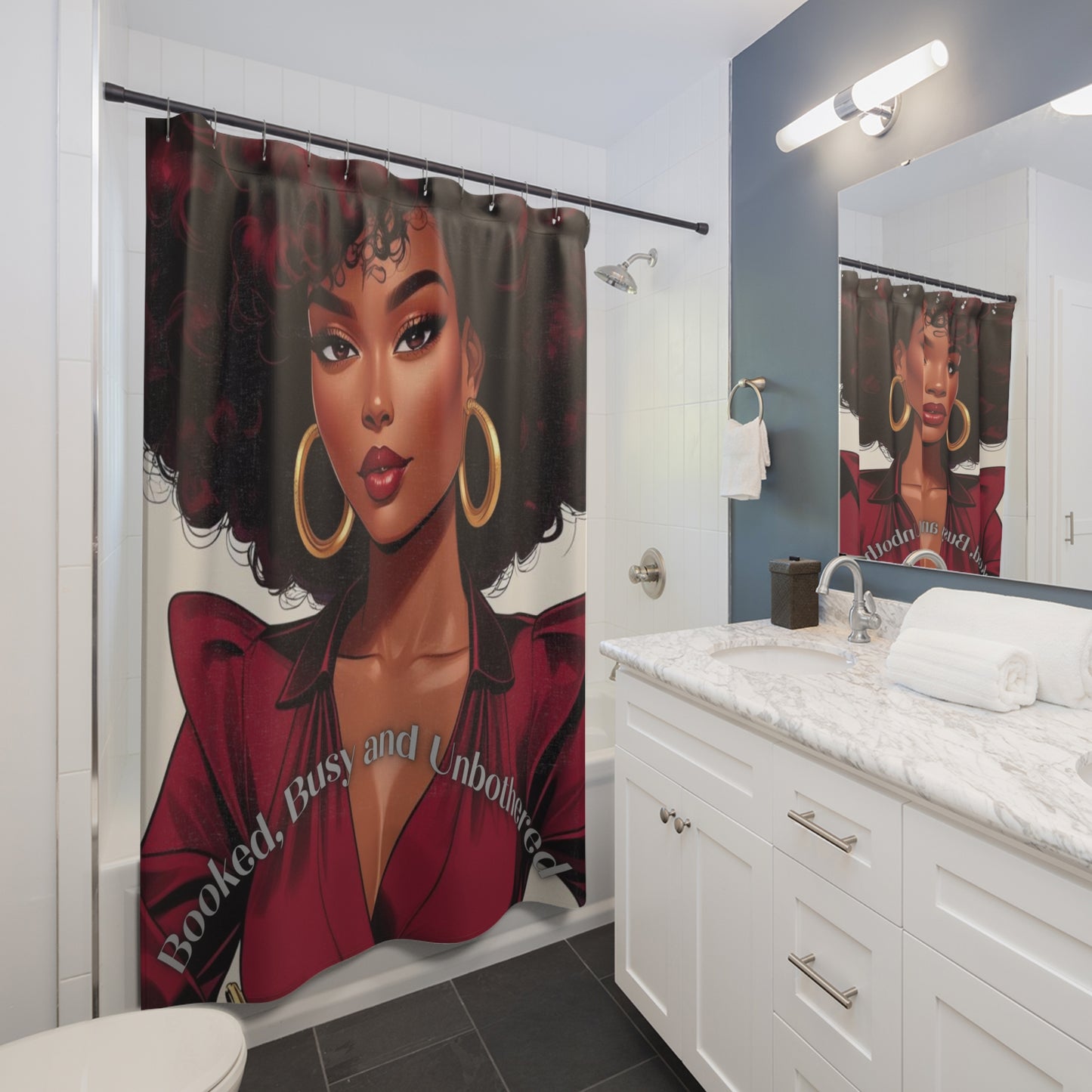 Elegant Afrocentric Shower Curtain - Inspired by Strong Black Women, Bathroom Decor, Unique Gift, Home Accents, Self-Care Decor