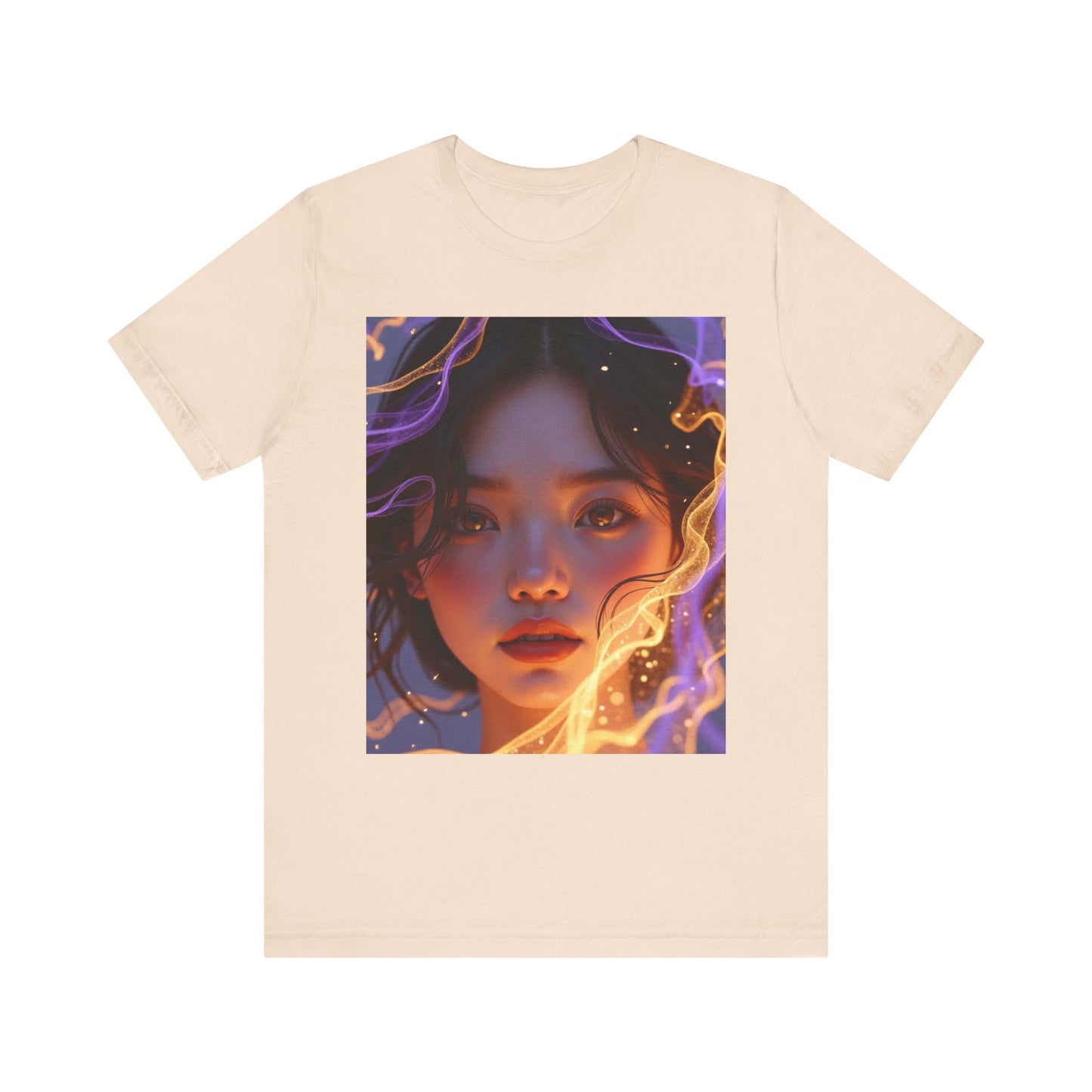 Enigmatic Portrait Tee, Unisex Graphic T-Shirt, Artistic Short Sleeve Shirt, Casual Everyday Wear, Unique Gift for Art Lovers