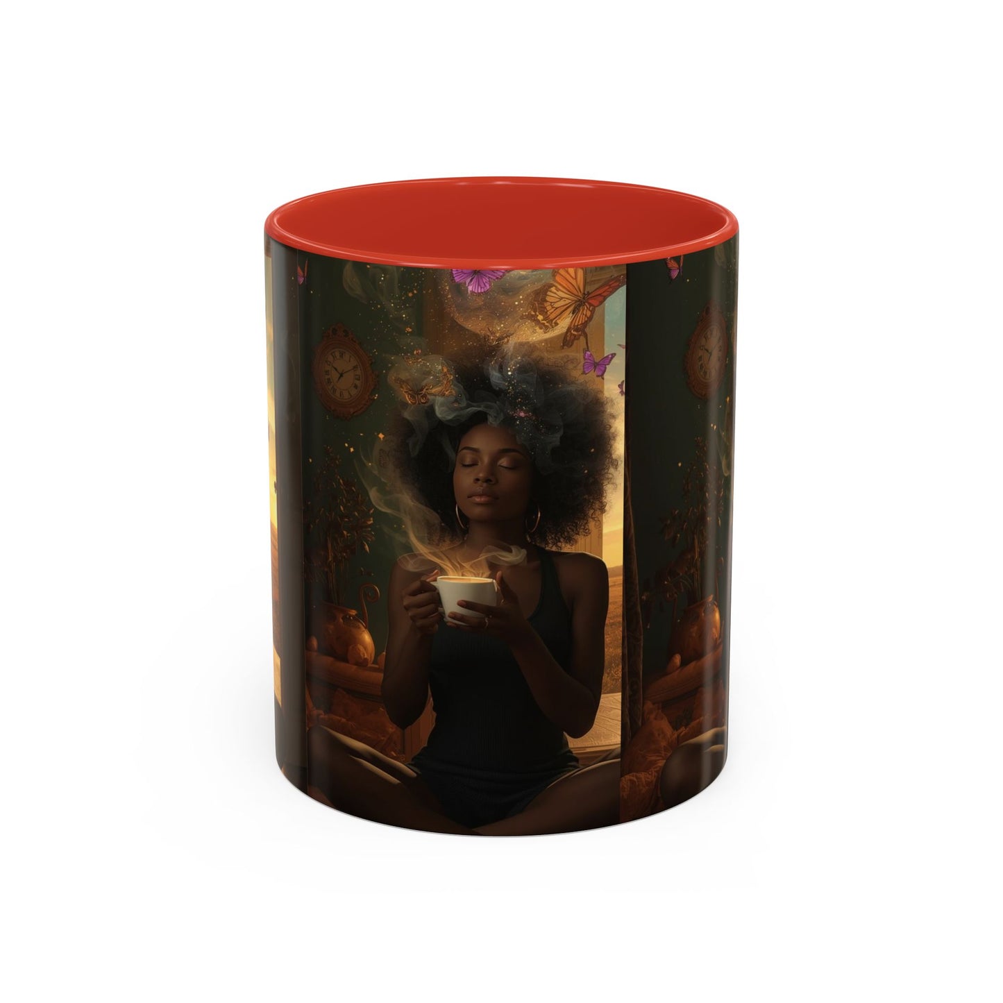 Serene Morning Accent Coffee Mug - Perfect for Tea Lovers, Unique Gift for Women, Cozy Home Decor, Butterfly Design Memento