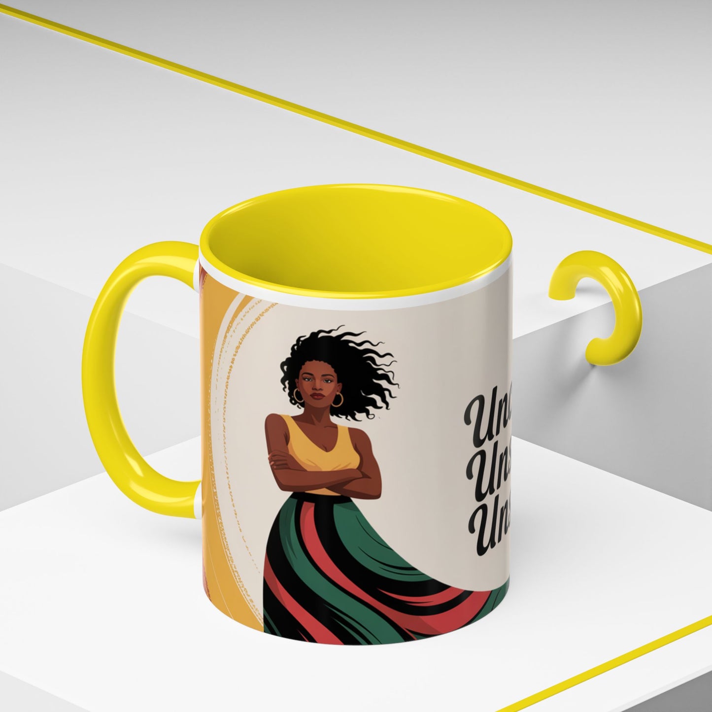 Unchained Unshaken Unstoppable Accent Coffee Mug, Juneteenth