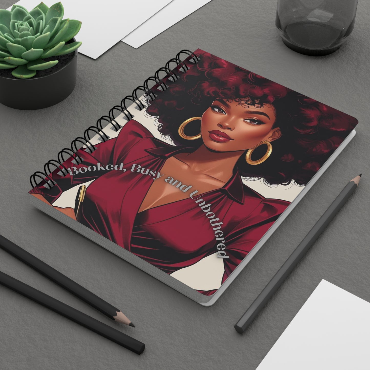 Glamorous Spiral Bound Journal: Booked, Busy and Unbothered | Inspirational Writing, Gift for Her, Planner, Self-Care Journal, Black [...]