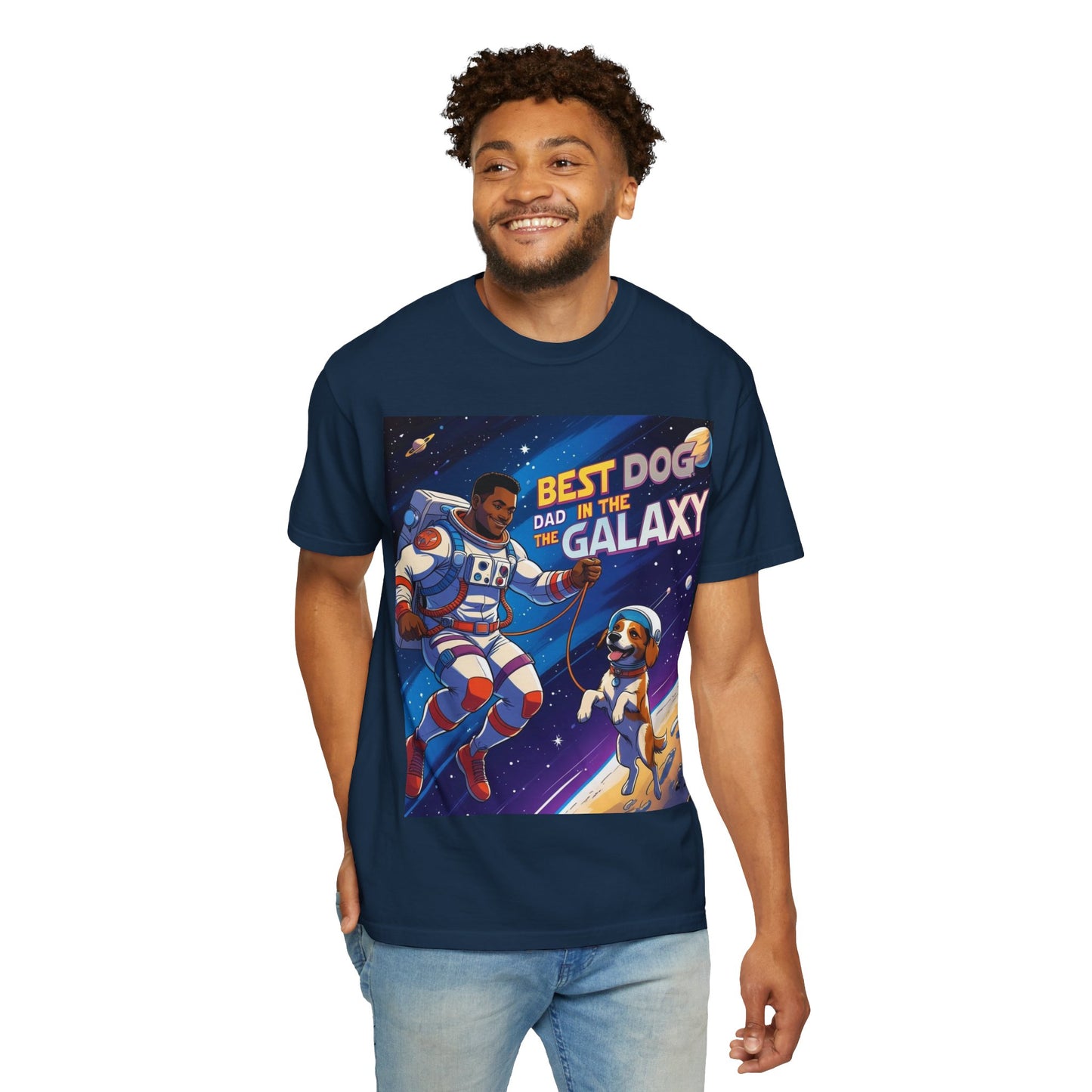 Best Dog Dad in the Galaxy T-Shirt, Unisex Space-Themed Tee, Dog Lover Gift, Father's Day Shirt, Gift for Dog Dads, Galaxy Graphic Tee