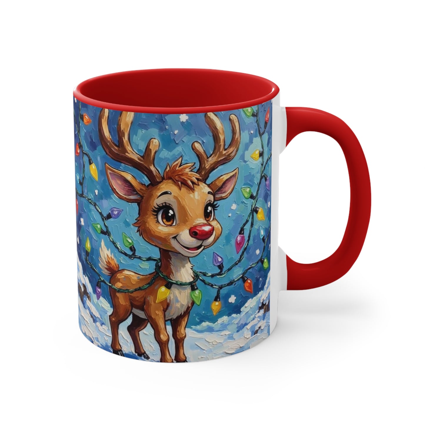 Cute Christmas Reindeer Accent Mug, Holiday Mug, Gift for Animal Lovers, Warm Beverage Holder, Festive Kitchen Decor