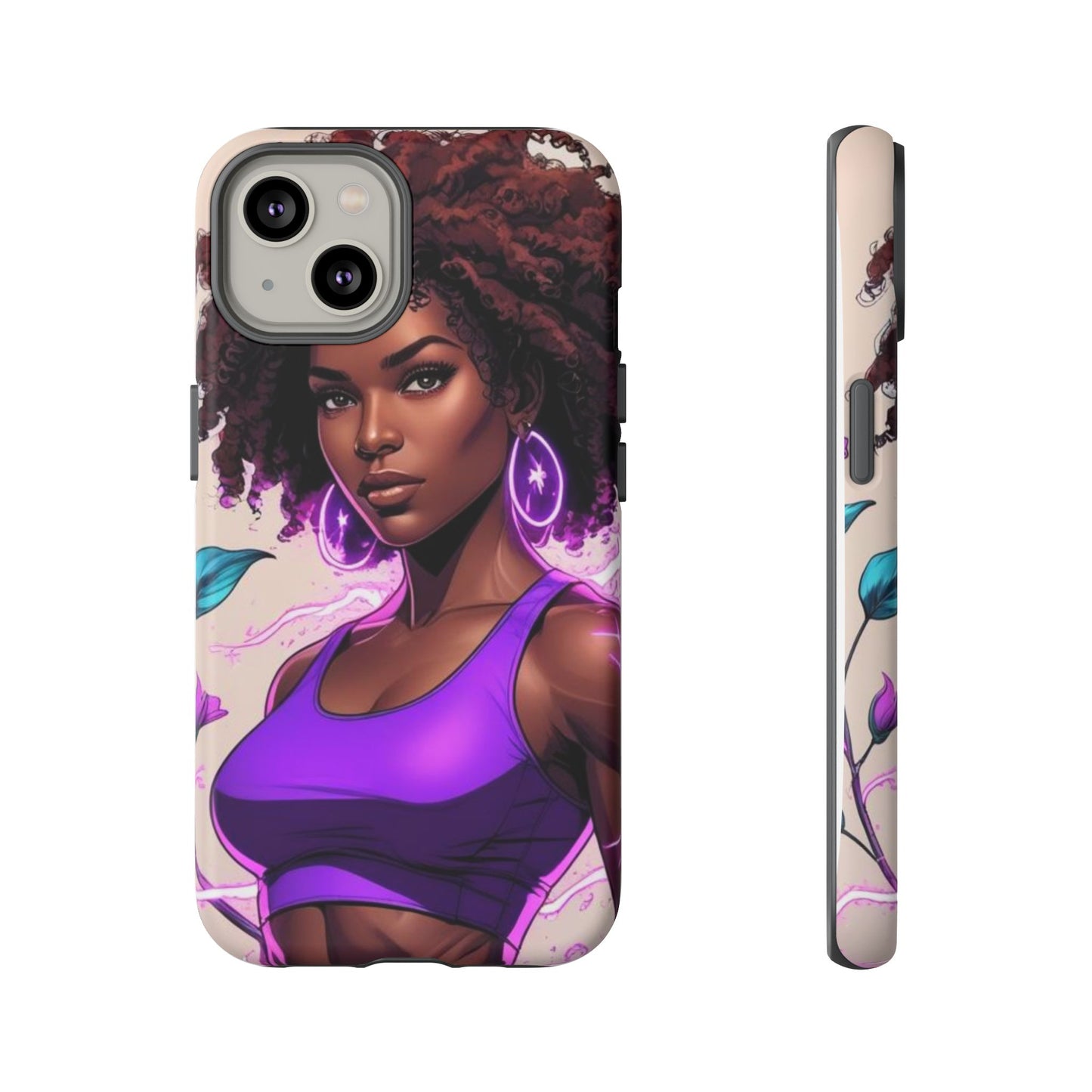 Vibrant Phone Case featuring Empowering Design, Black Woman Art, Floral Phone Accessory, Tough Cases for Gifts, Unique Gift for Her
