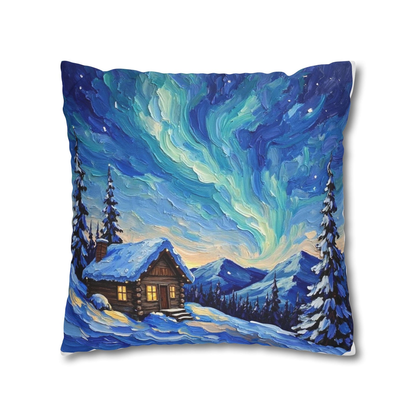 Cozy Winter Landscape Pillowcase, Decorative Cushion Cover for Home, Winter Decor, Christmas Gift, Cabin Aesthetic