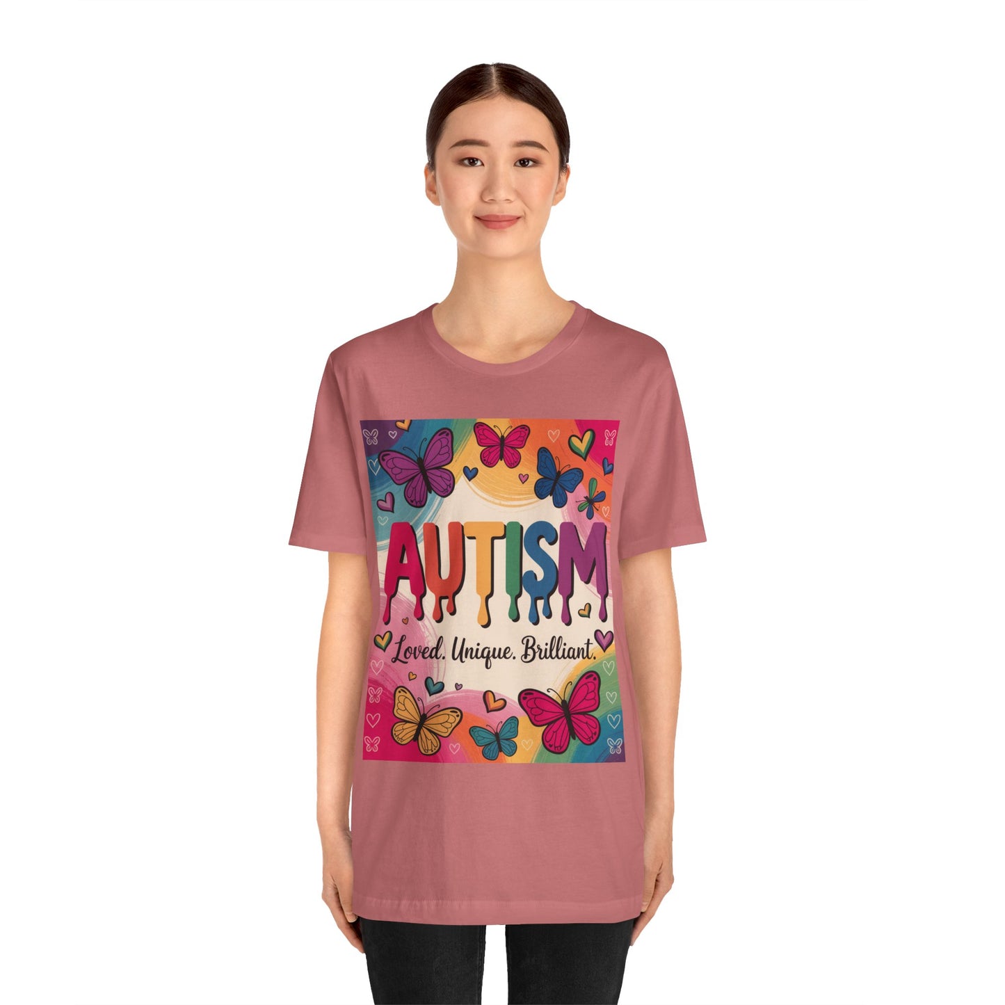 Autism Awareness Butterfly Tee  Loved, Unique, Brilliant Unisex Short Sleeve TShirt