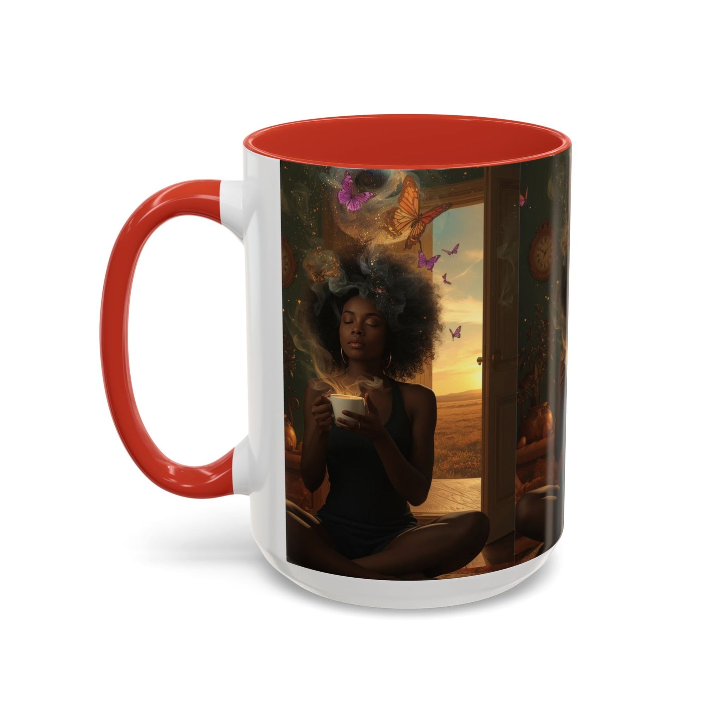 Serene Morning Accent Coffee Mug - Perfect for Tea Lovers, Unique Gift for Women, Cozy Home Decor, Butterfly Design Memento