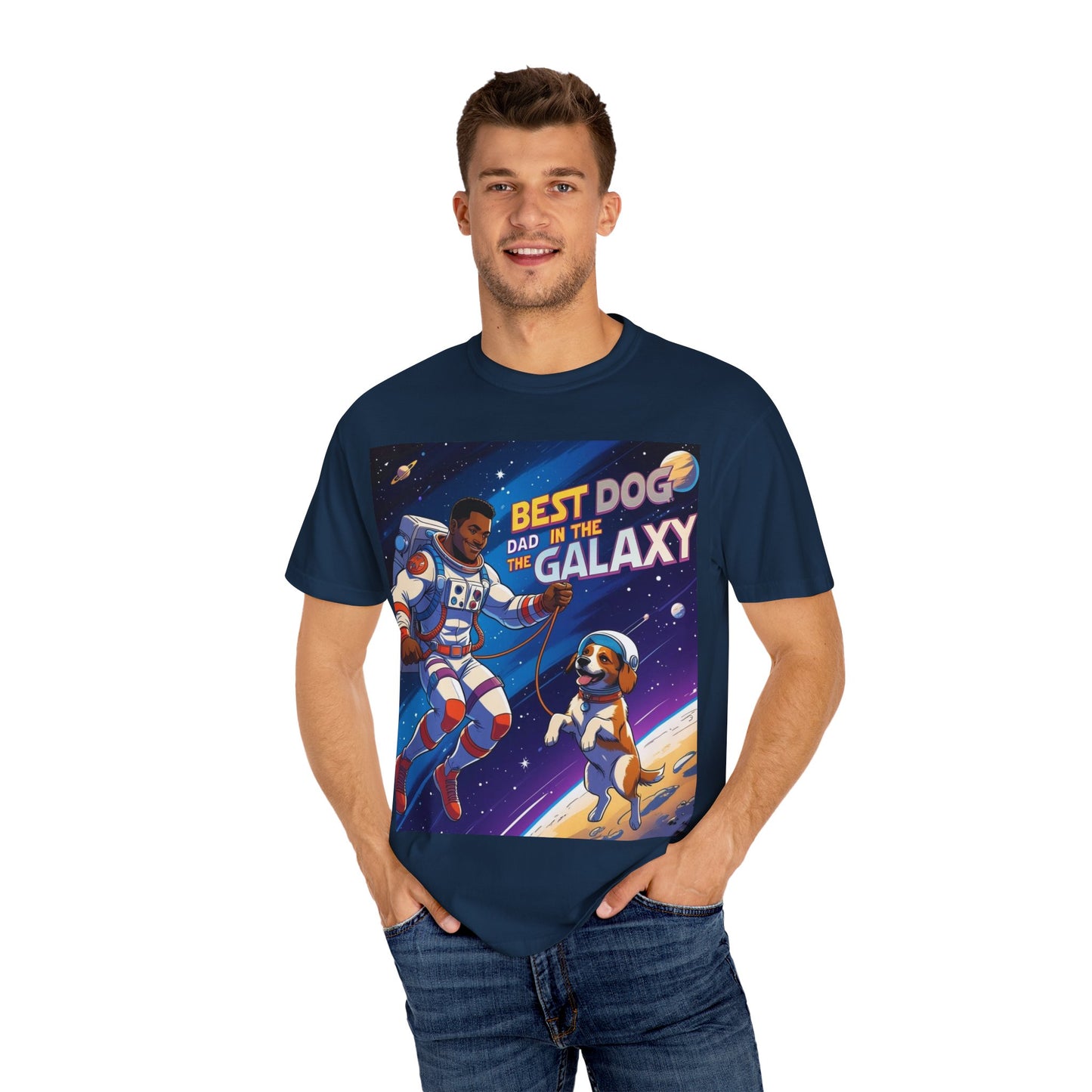 Best Dog Dad in the Galaxy T-Shirt, Unisex Space-Themed Tee, Dog Lover Gift, Father's Day Shirt, Gift for Dog Dads, Galaxy Graphic Tee