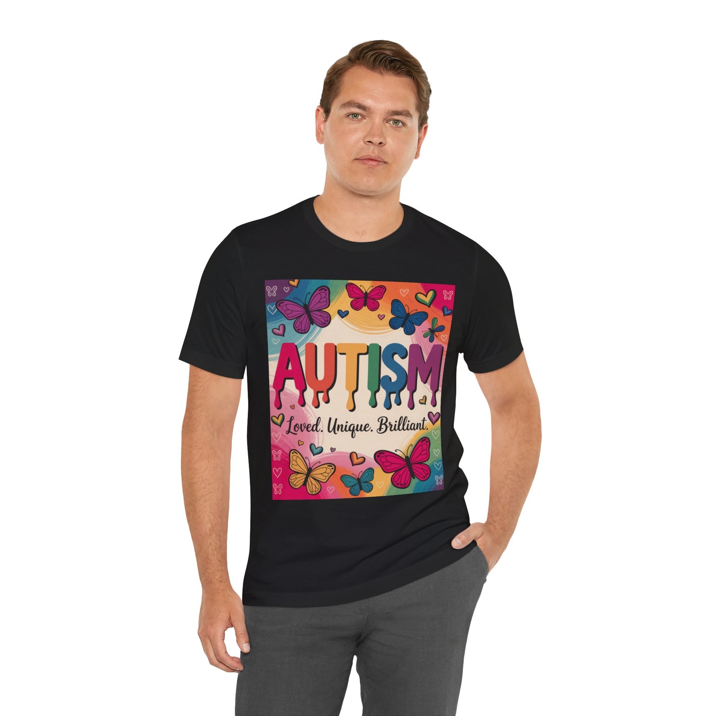 Autism Awareness Butterfly Tee  Loved, Unique, Brilliant Unisex Short Sleeve TShirt