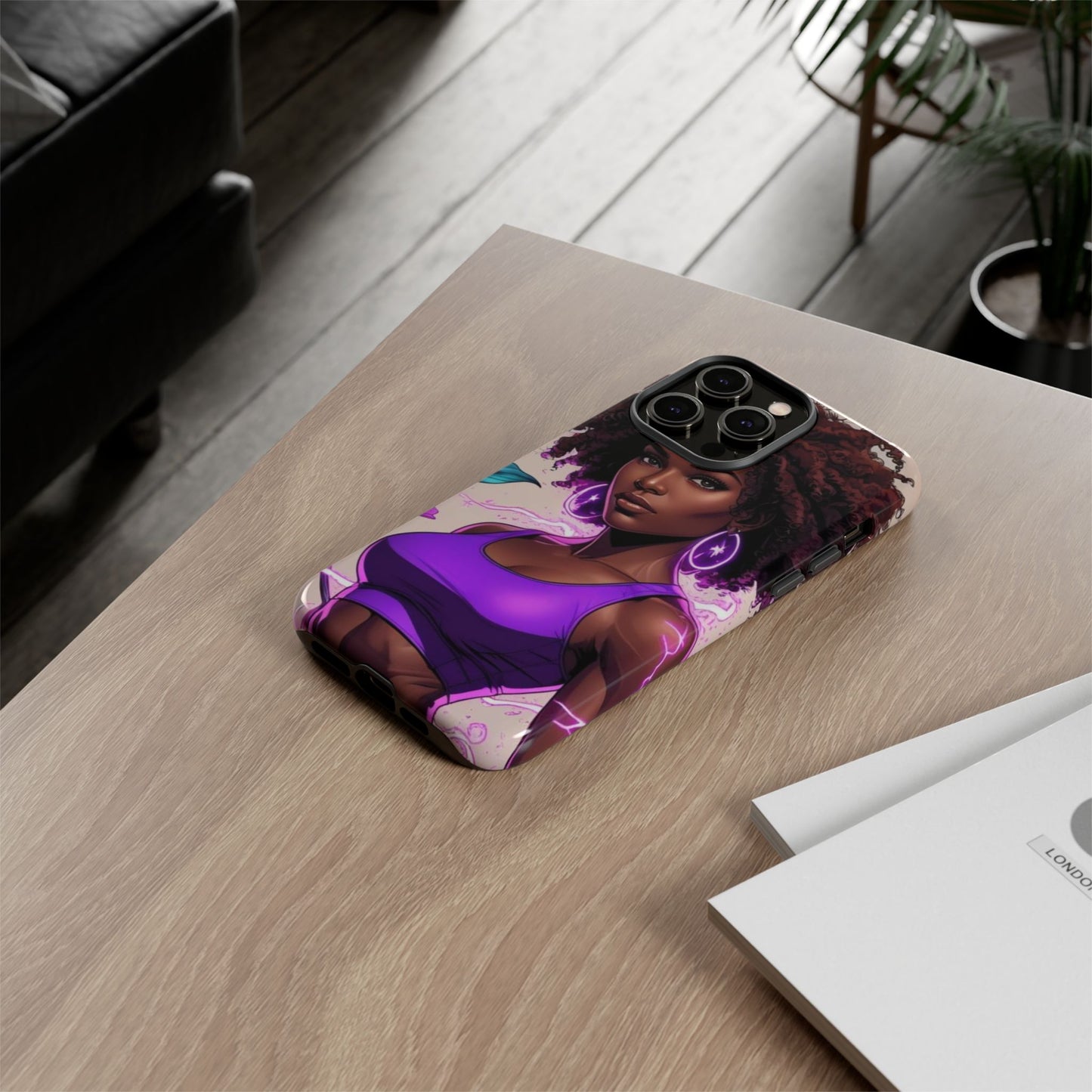 Vibrant Phone Case featuring Empowering Design, Black Woman Art, Floral Phone Accessory, Tough Cases for Gifts, Unique Gift for Her
